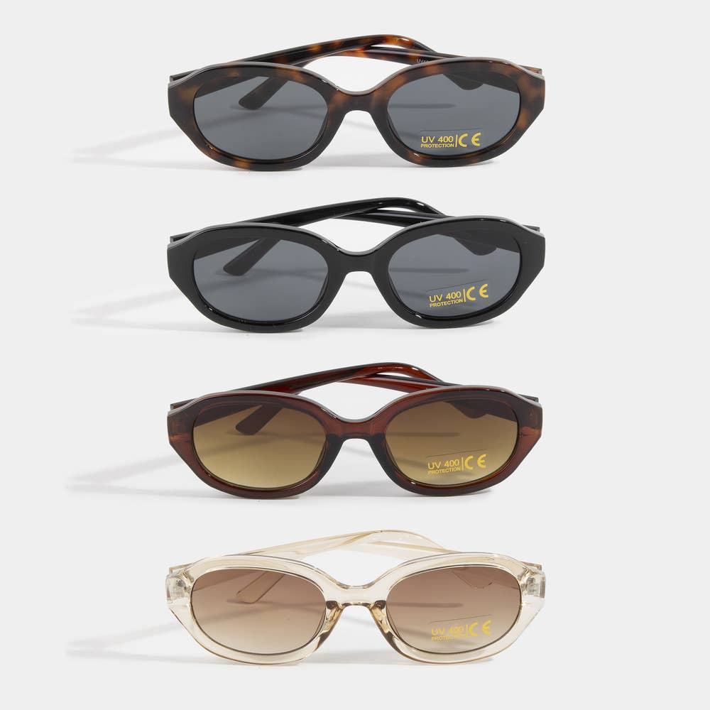 Bold Retro Oval Frame Sunglasses