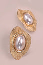 Irregular Shape Pearl Gold Stud Earrings