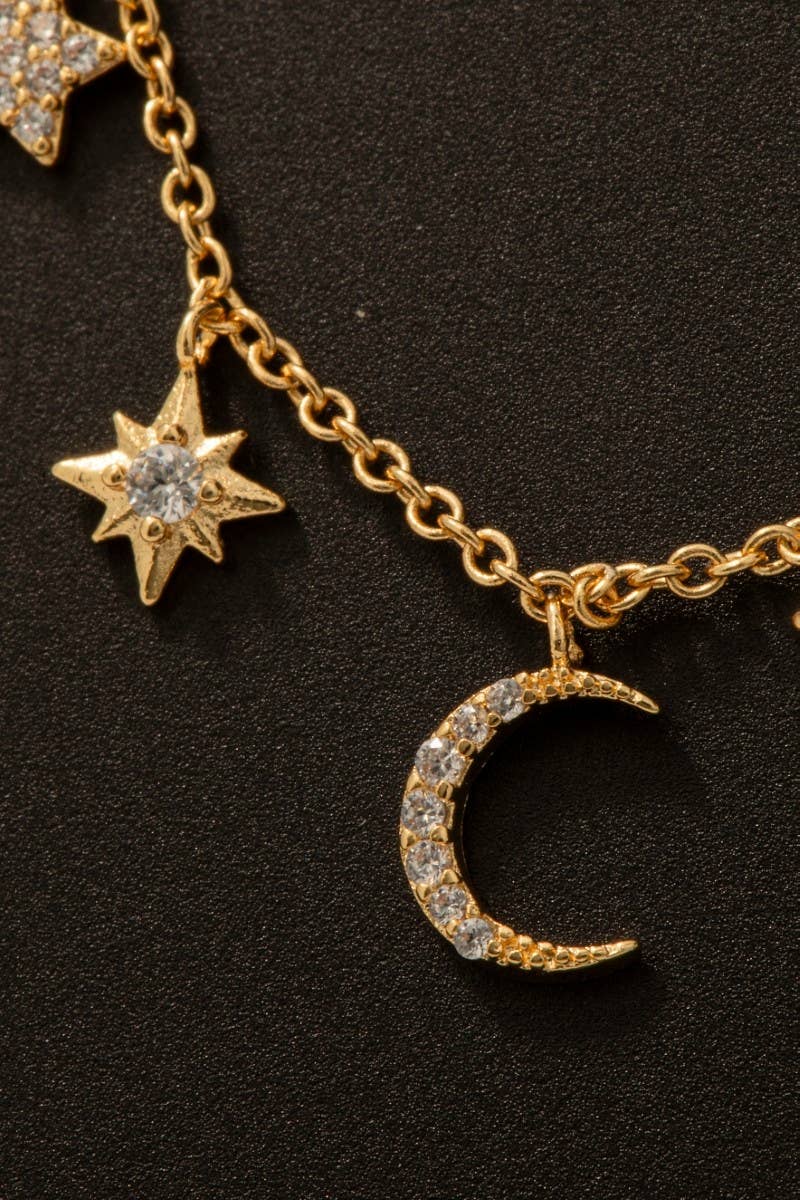 Star And Moon Charms Necklace