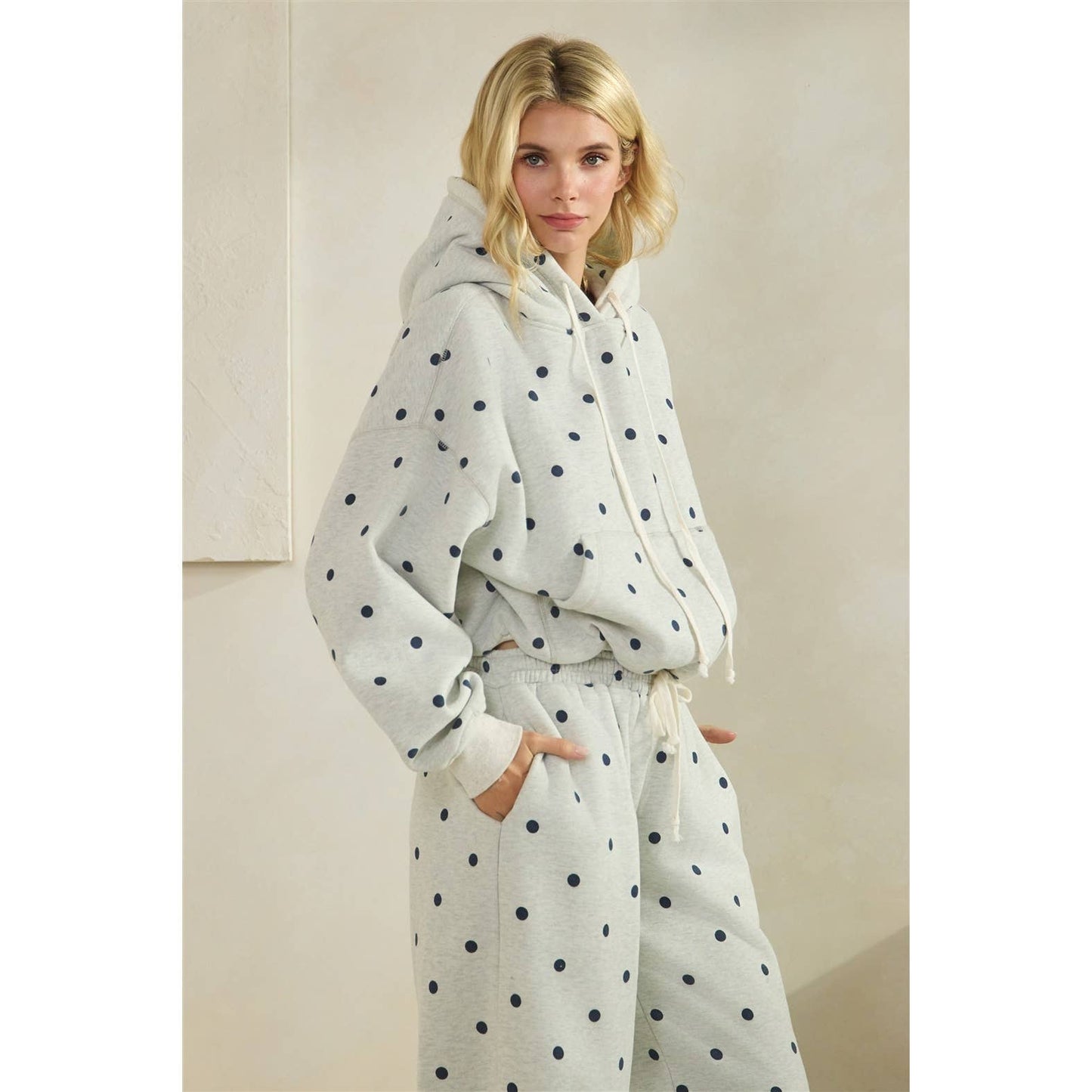 Polka Dot Knit Hoodie