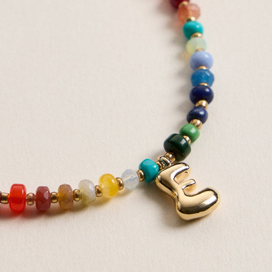 Beaded Initial Charm Necklace