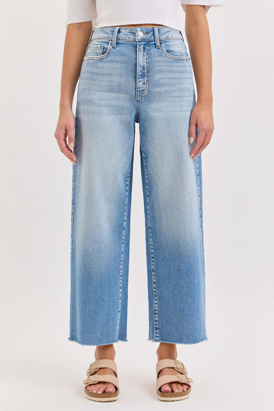 High Rise Crop Wide Leg with Raw Hem | Cello