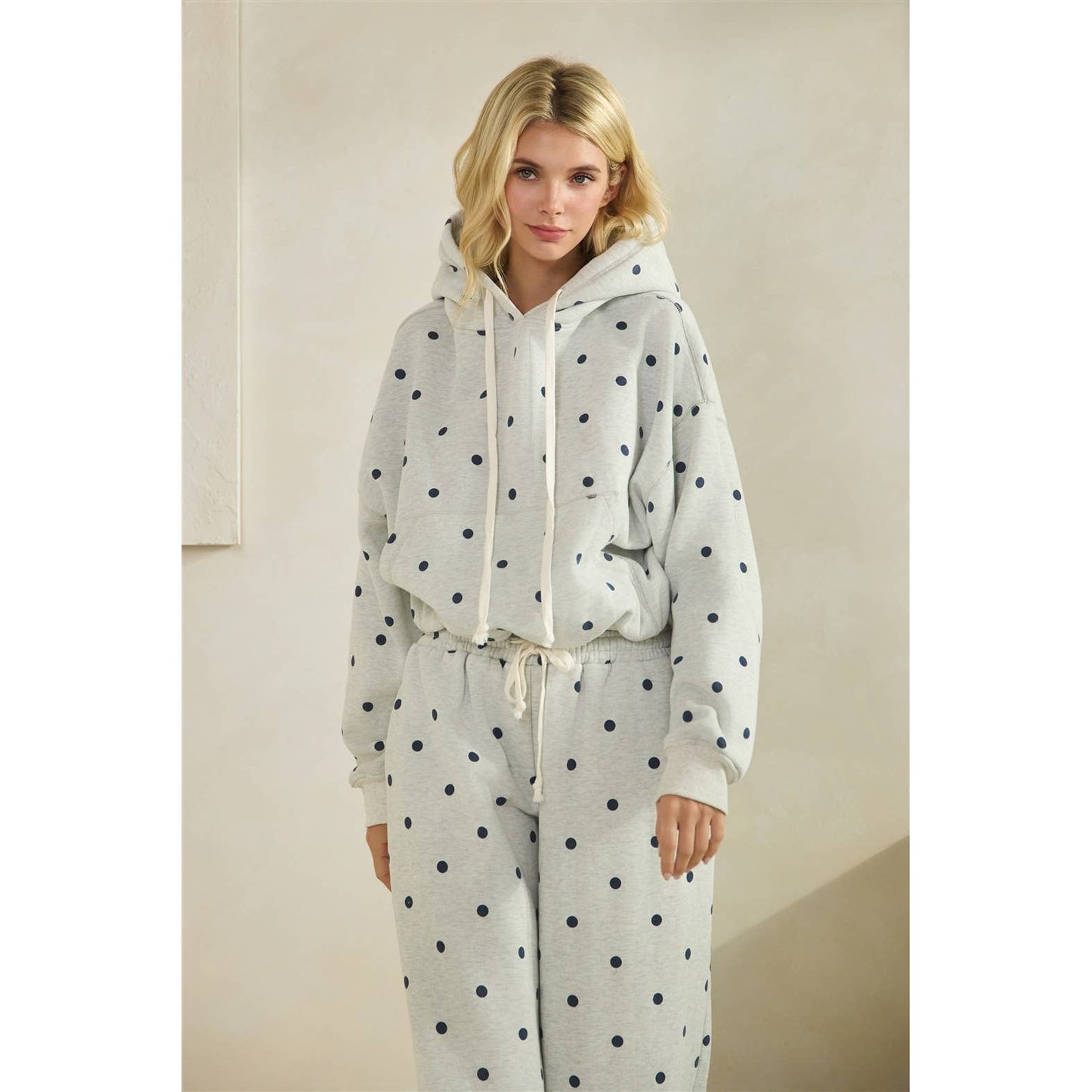 Polka Dot Knit Hoodie