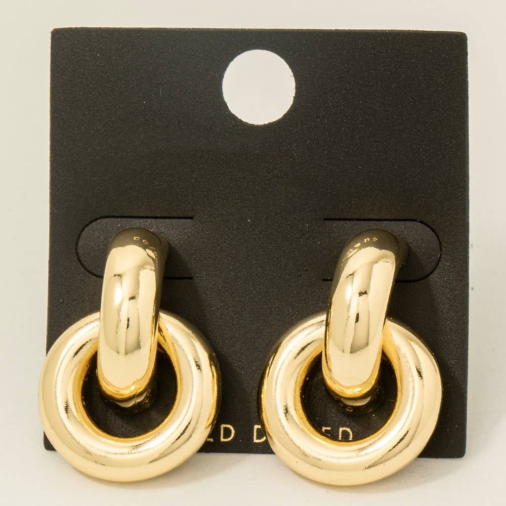 Gold Dipped Simple Door Knocker Drop Earrings