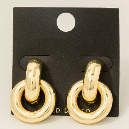 Gold Dipped Simple Door Knocker Drop Earrings