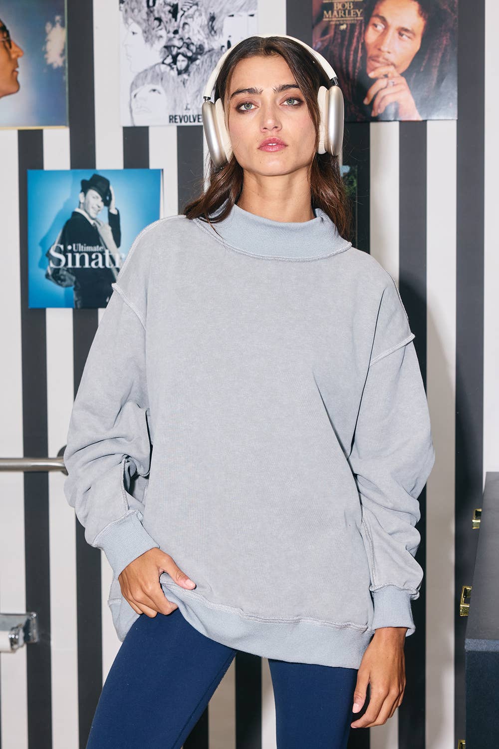 Retro Wash Mock Neck Pullover