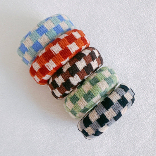 Checkered Donut Hair Ties – Set of 5