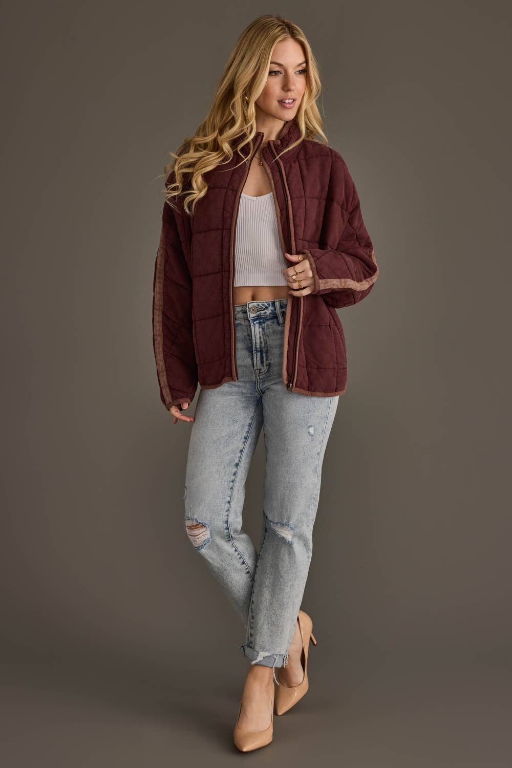 Burgundy Soft Quilted Jacket