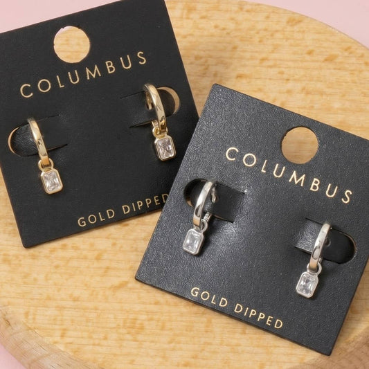 Golden Baguette Huggie Earrings