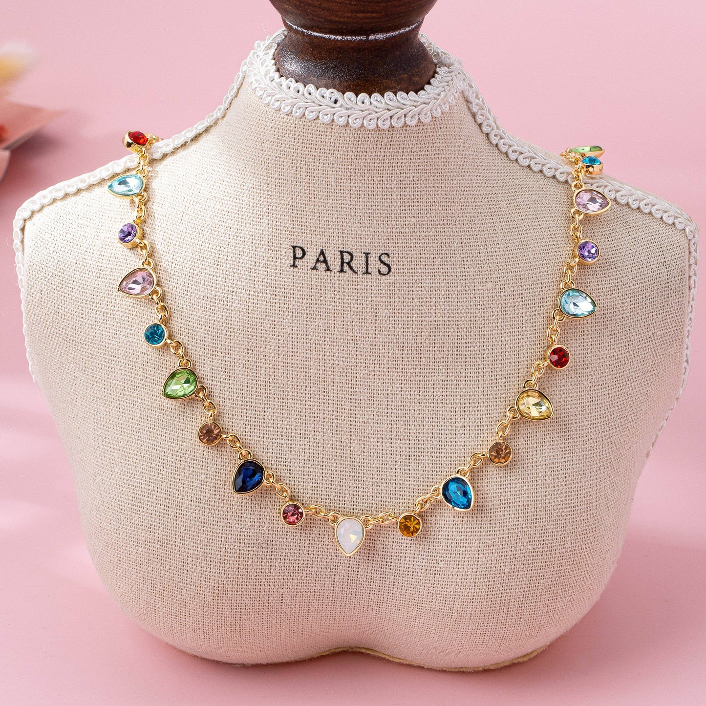Rainbow Gleam Teardrop Necklace