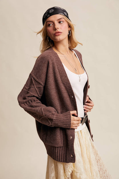 Textured Knit Button-Front Cardigan