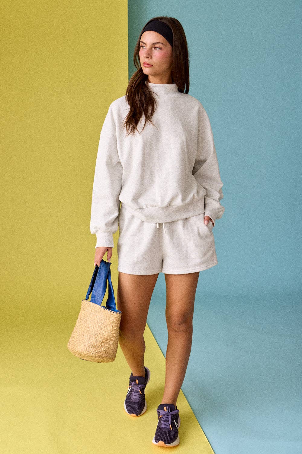 Mock Neckline Lounge Set
