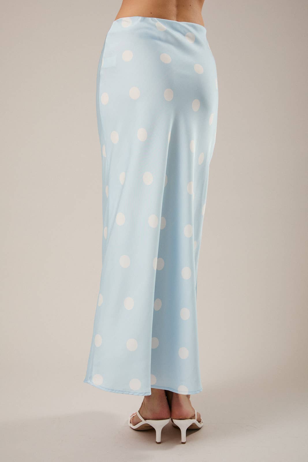 Polka Dot Satin Midi Skirt
