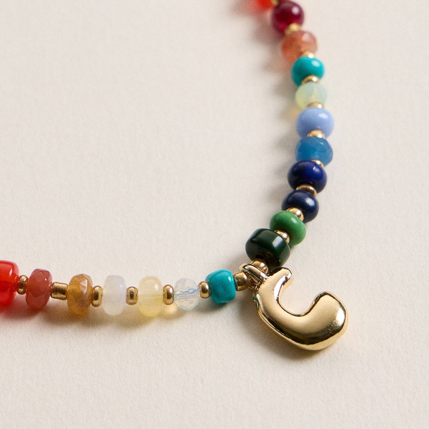 Beaded Initial Charm Necklace