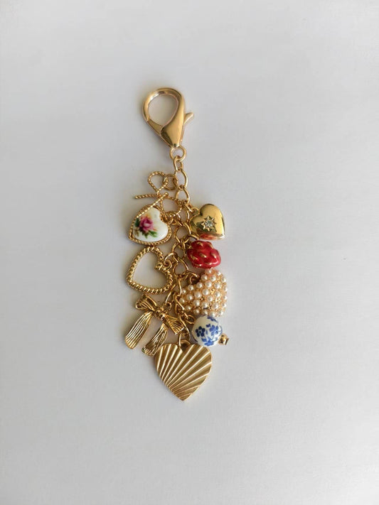 Porcelain Bow & Strawberry Bag Charm