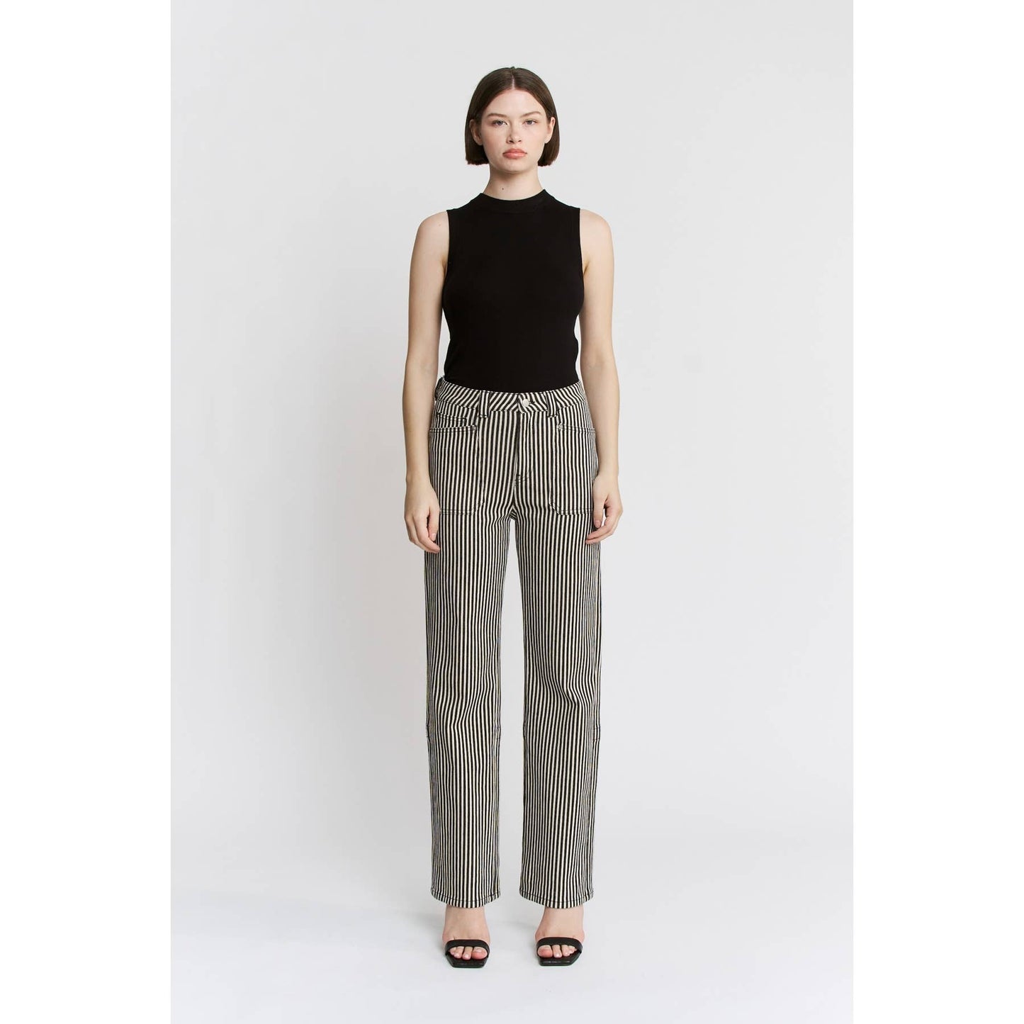 Loose Fit Straight Striped Jeans | MICA