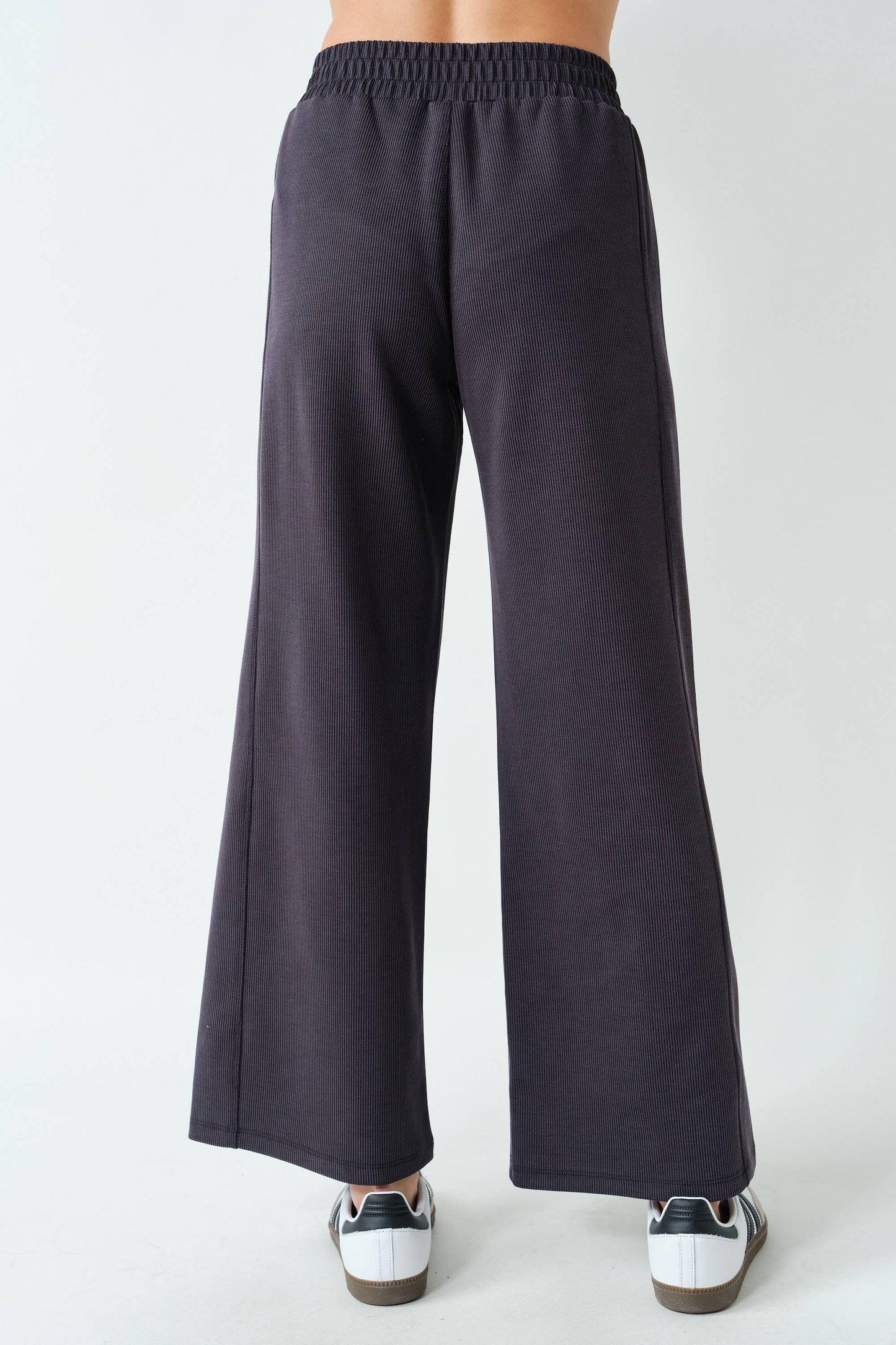 Luxe Sand Wash Rib Wide-Leg Pants