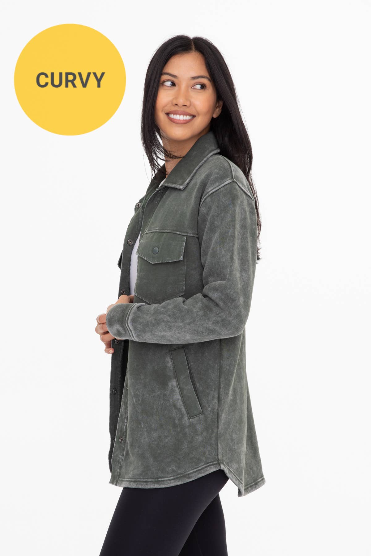 Plus Snap-On Shacket with Pockets
