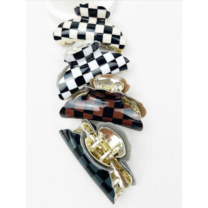 Gold + Checker Print Claw Clip | Choose Color