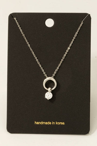 Gold Dipped Hoop Gem Pendant Necklace