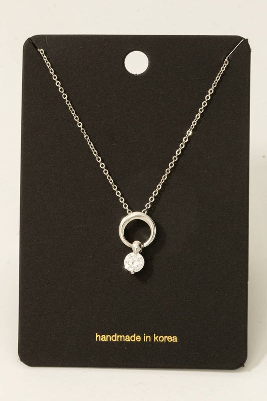 Gold Dipped Hoop Gem Pendant Necklace