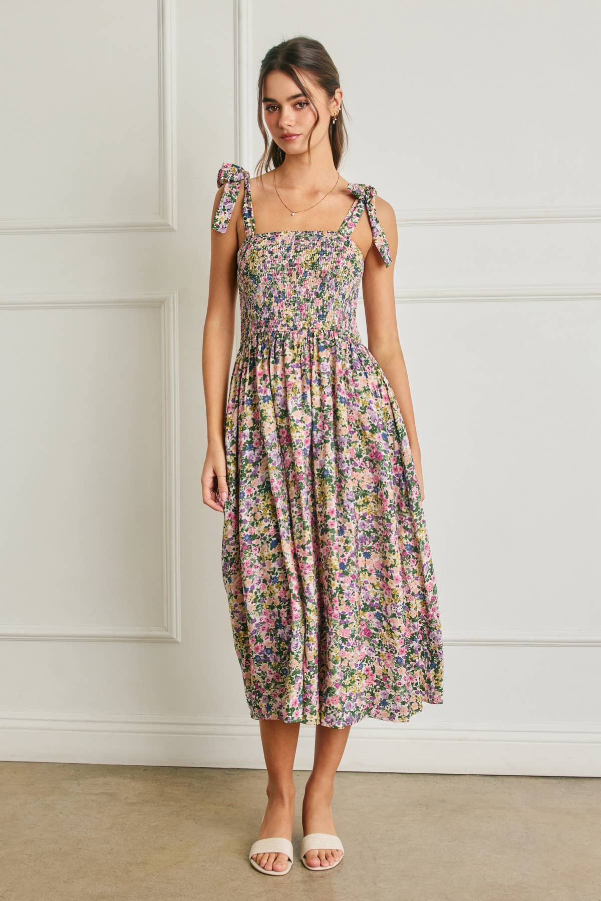 Floral Smocked Midi Dress