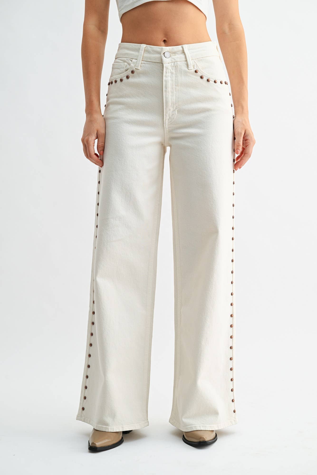 High Rise Studded Palazzo Wide Leg | JBD