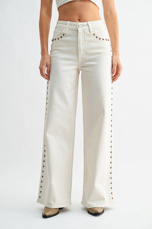 High Rise Studded Palazzo Wide Leg | JBD