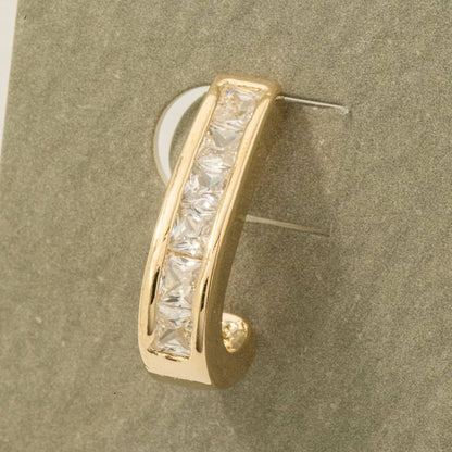 Square Studded Edge J Hoop Earrings