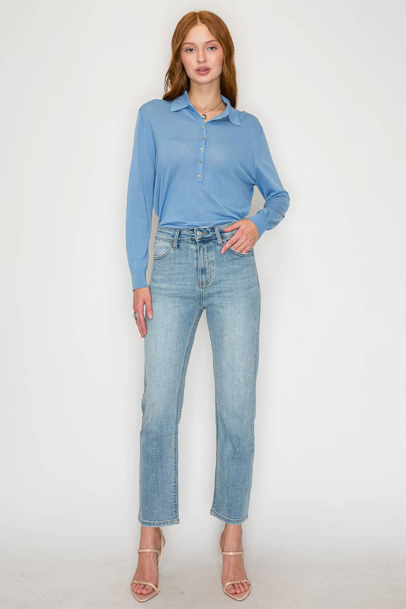 High Rise Slim Straight Jeans