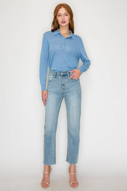 High Rise Slim Straight Jeans