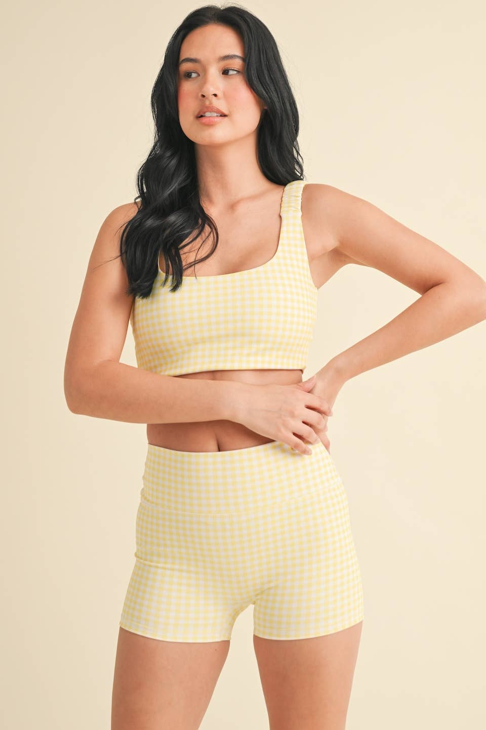 Gingham/Yellow Workout Set