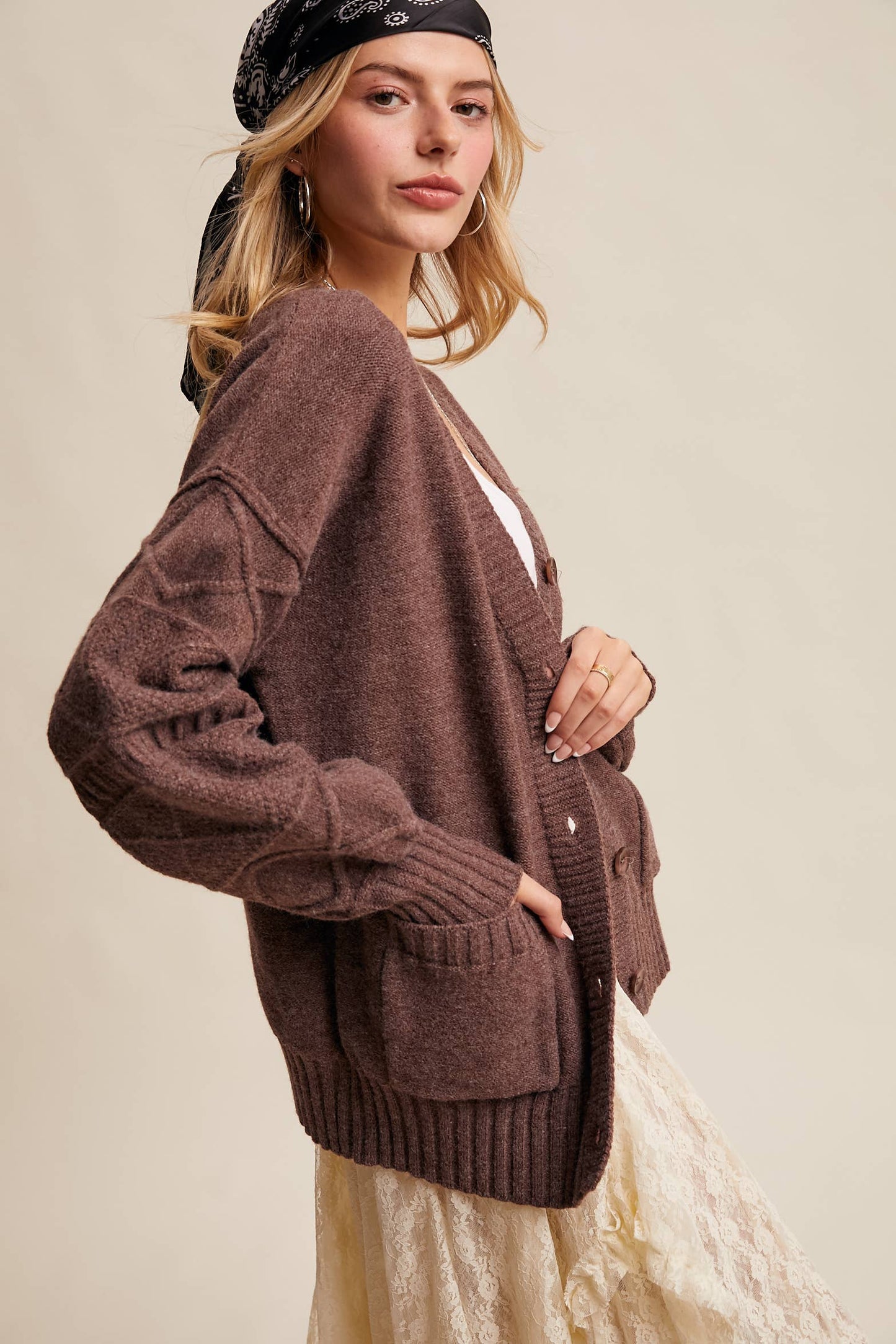 Textured Knit Button-Front Cardigan