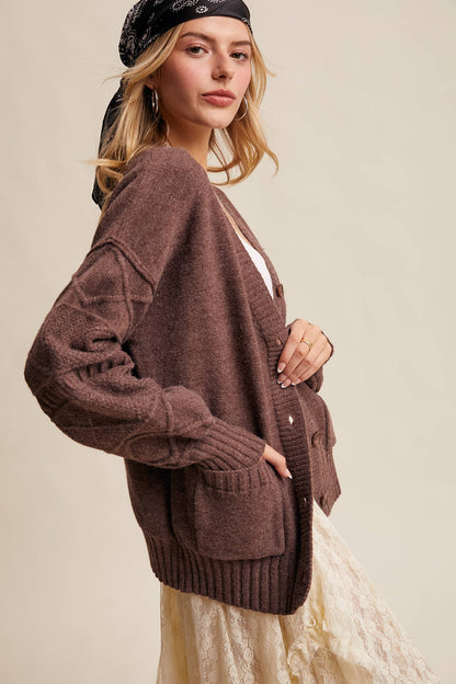 Textured Knit Button-Front Cardigan