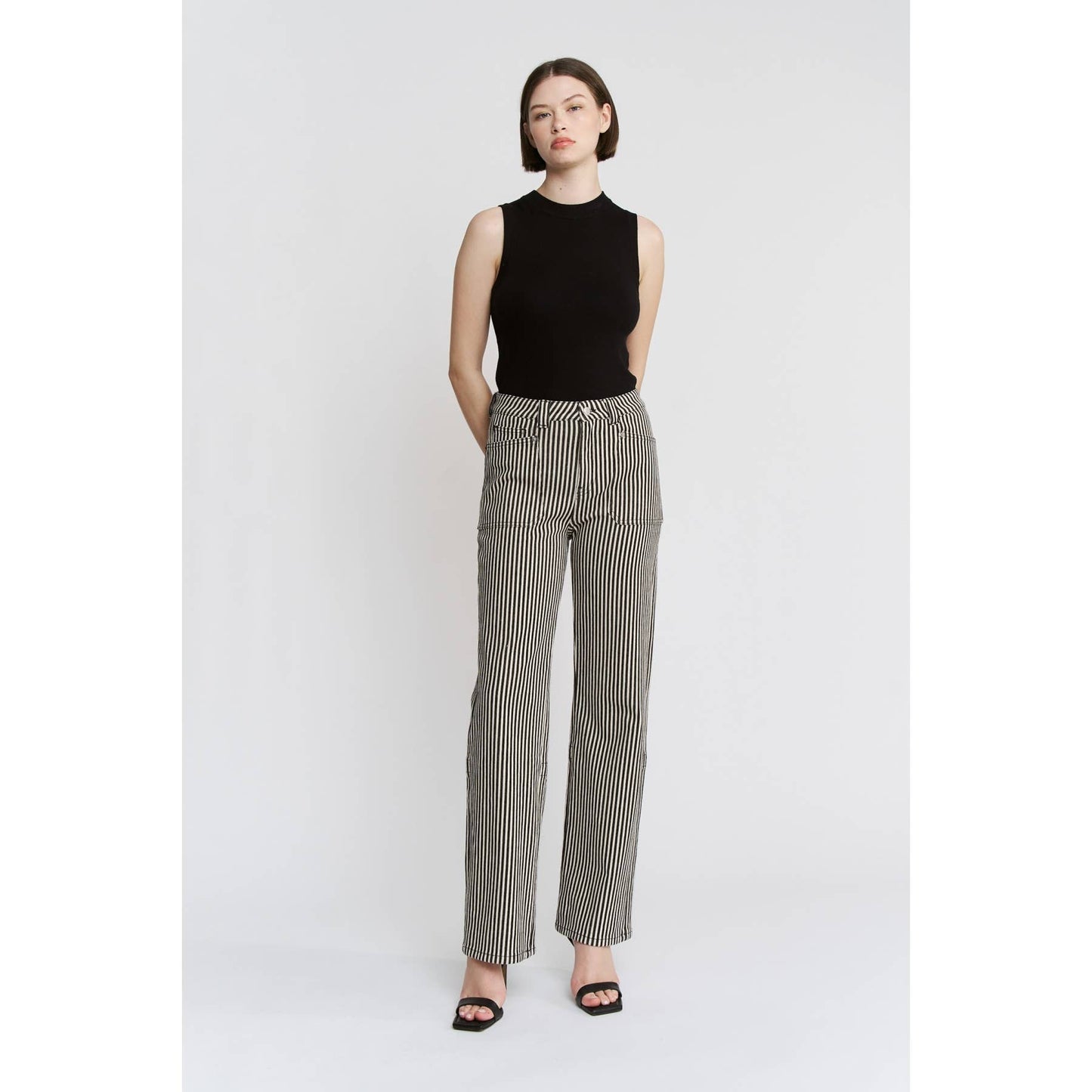 Loose Fit Straight Striped Jeans | MICA