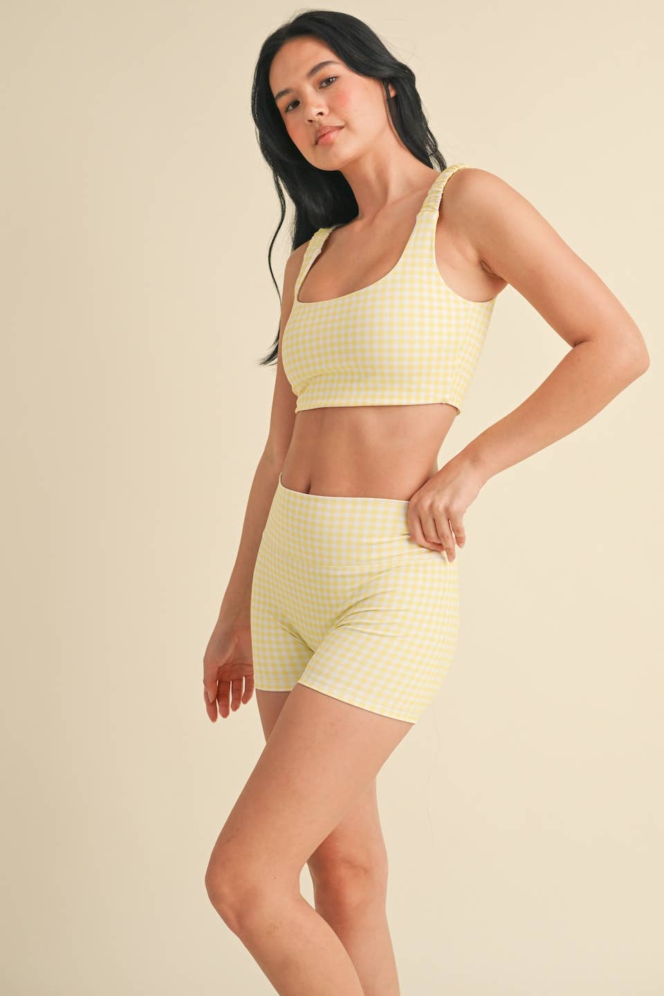 Gingham/Yellow Workout Set