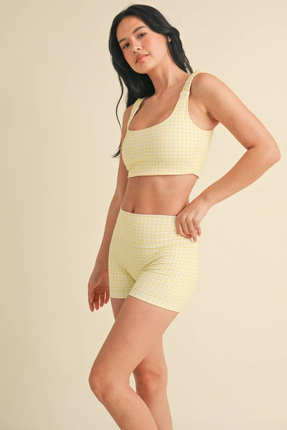 Gingham/Yellow Workout Set