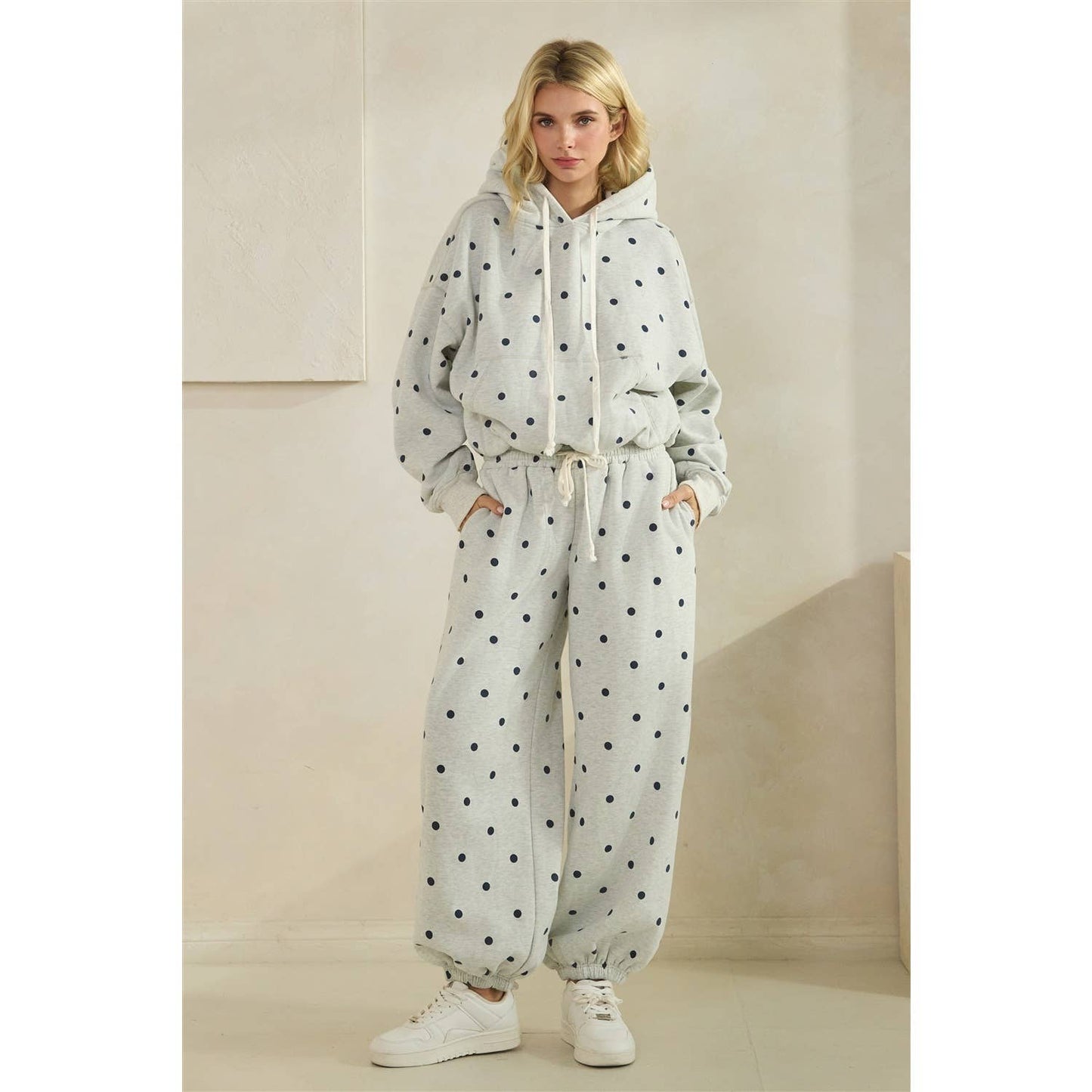 Polka Dot Knit Hoodie