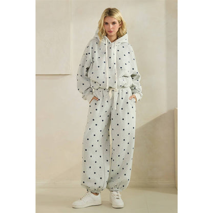 Polka Dot Knit Hoodie