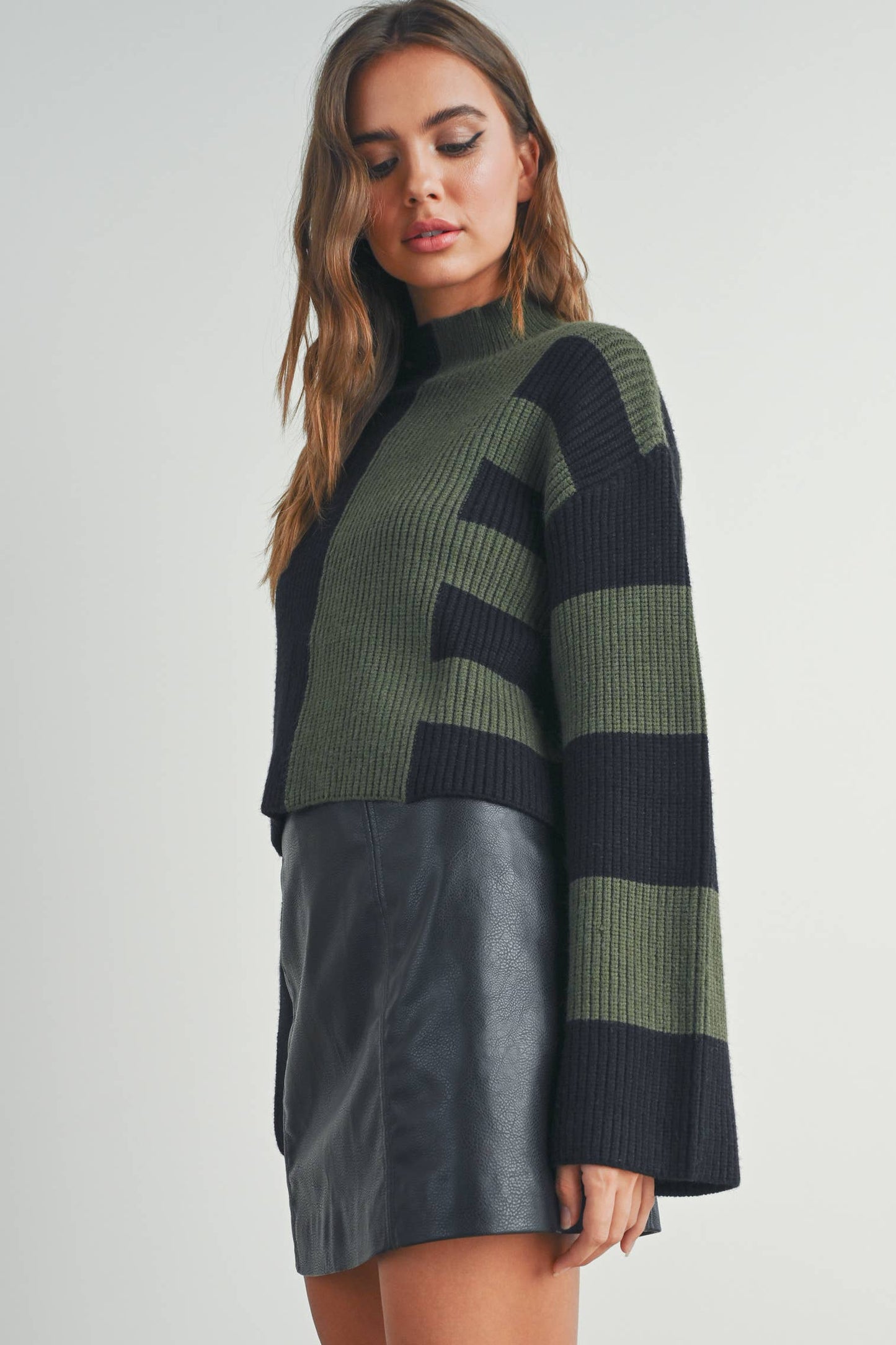 Olive Color-Block Sweater