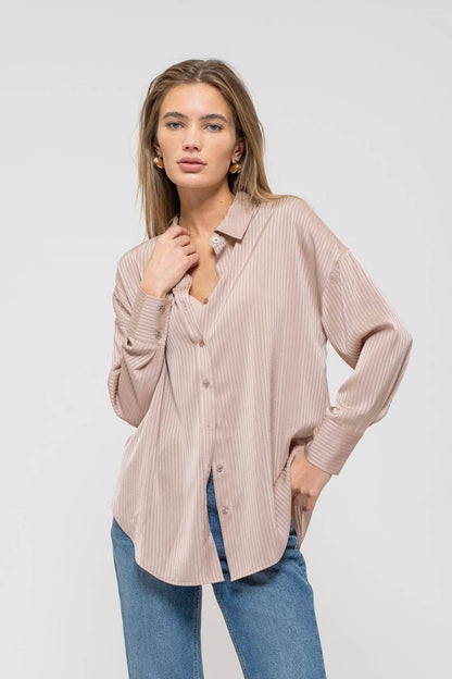 Eden Pinstripe Button-Down Top