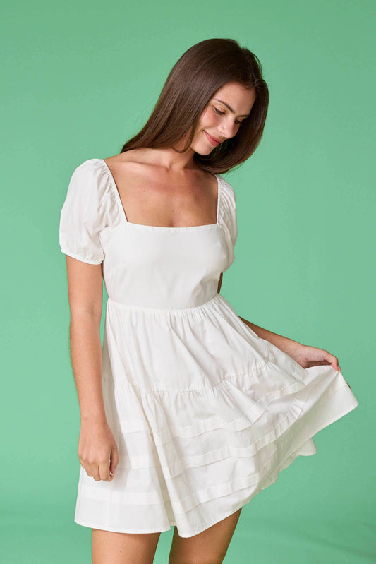 Puff Sleeves Mini Dress