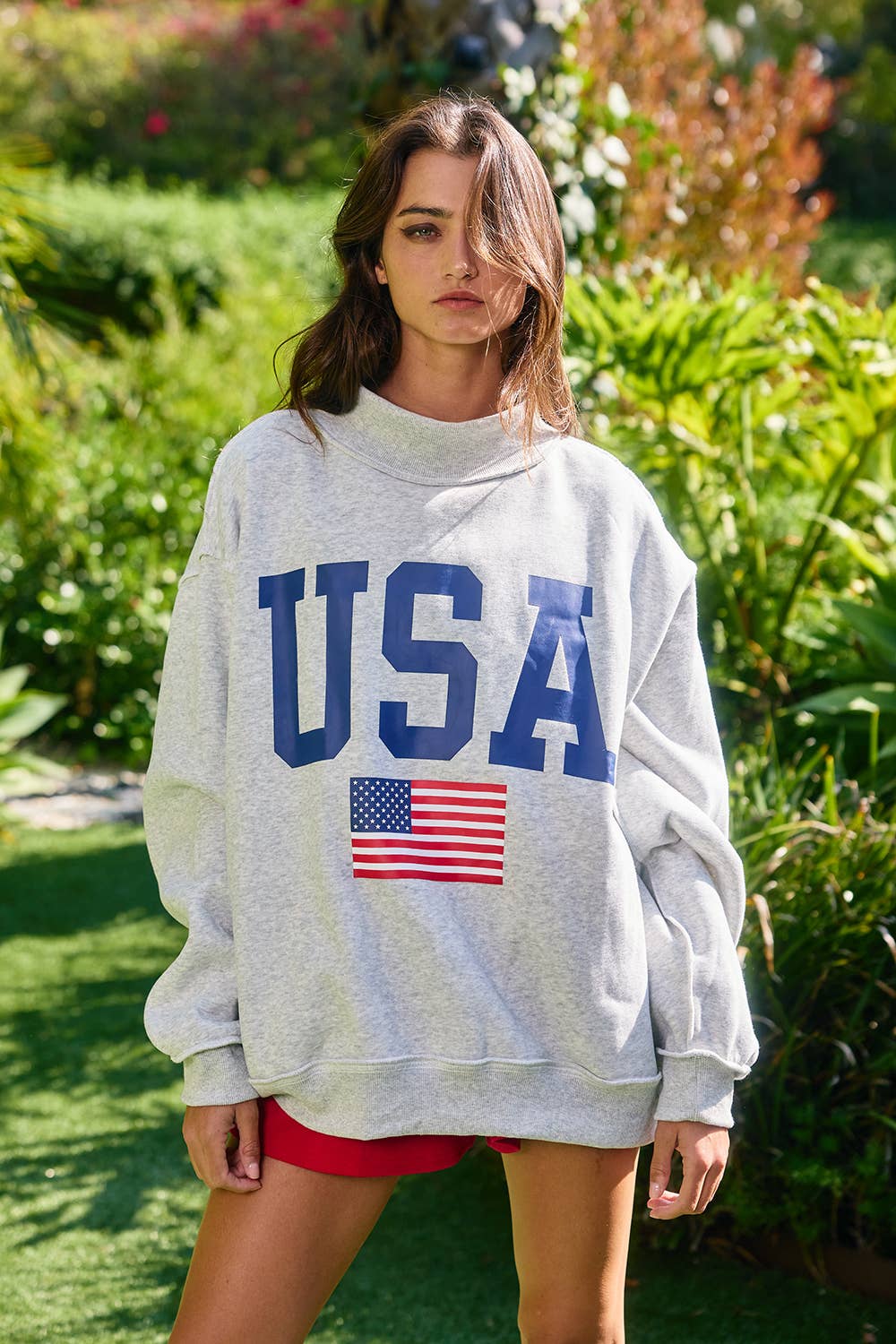 USA/America Print Reversible Mockneck