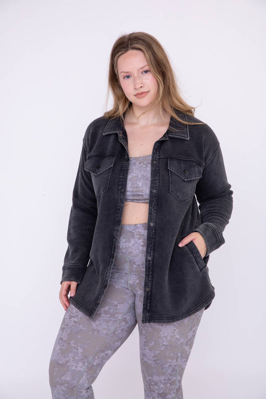 Plus Snap-On Shacket with Pockets