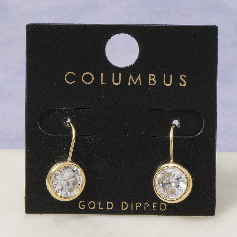 Golden Halo Bezel Drop Earrings