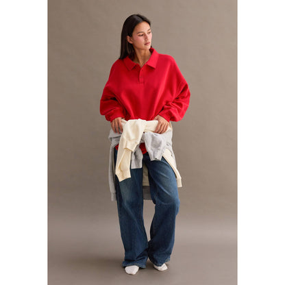 Oversized Collared Pullover Sweatshirt