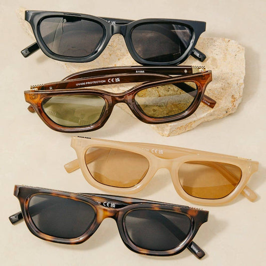 Wide Cat Eye Rectangle Sunglasses Set
