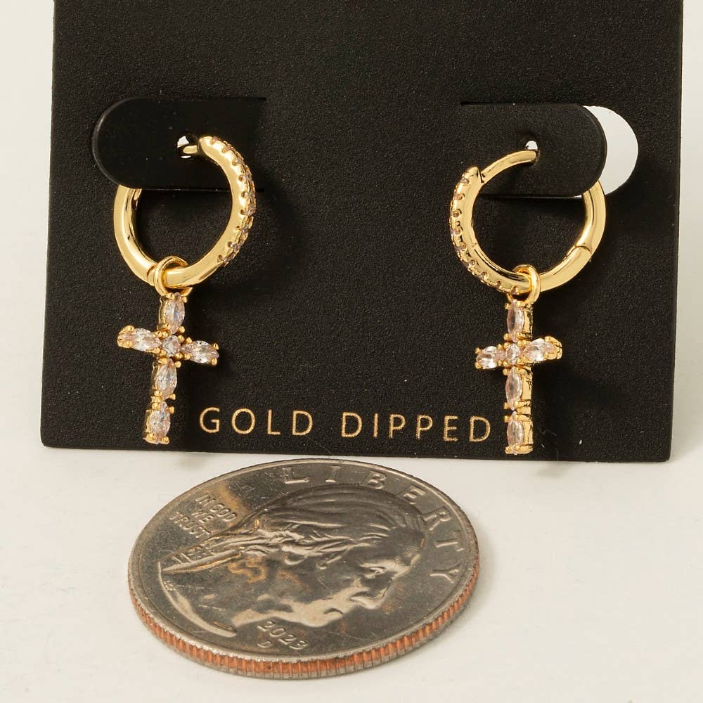 Cross Charm Hoop Earrings