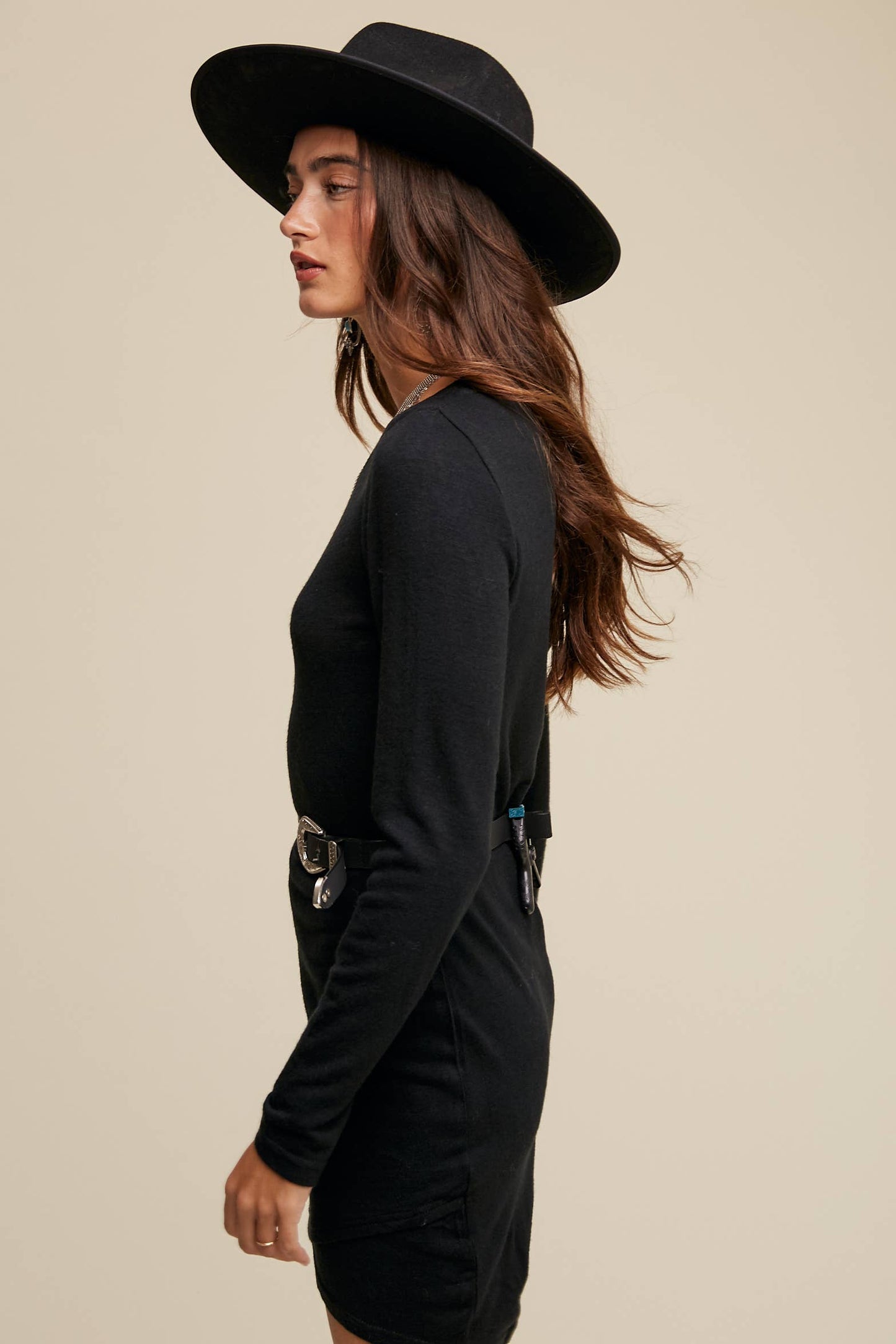 Cozy Ribbed Long Sleeve Knit Mini Dress