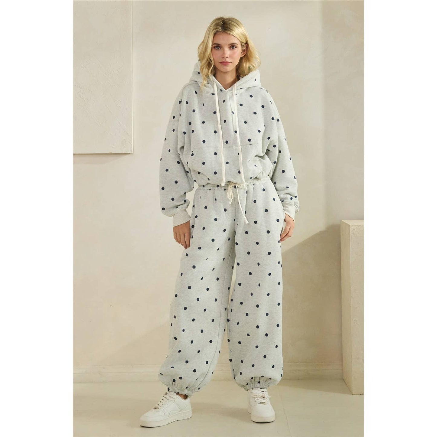 Polka Dot Knit Hoodie